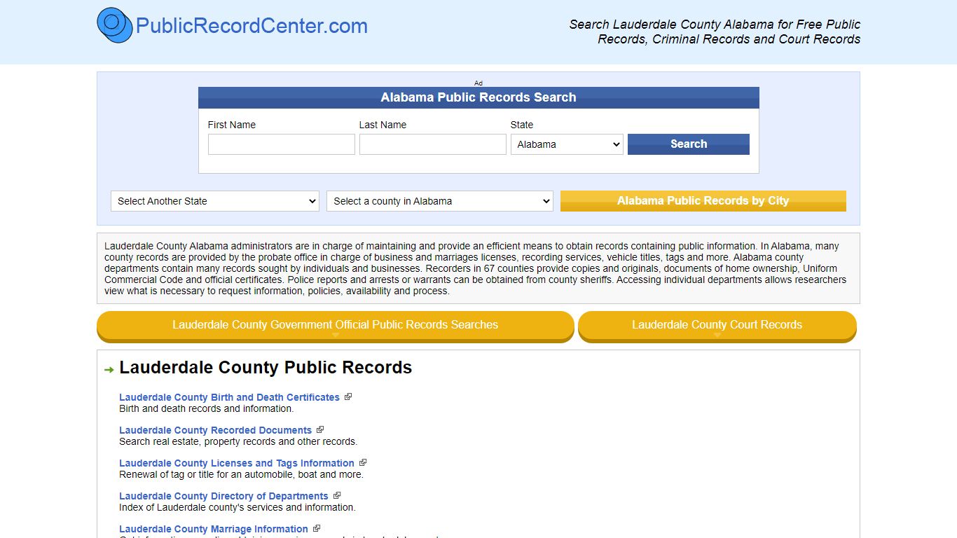 Lauderdale County Alabama Free Public Records - Court ...