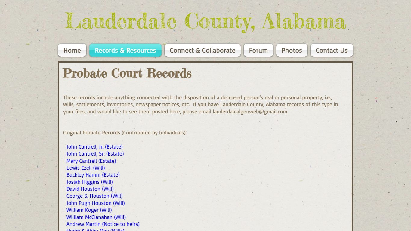 Probate Records - lauderdale